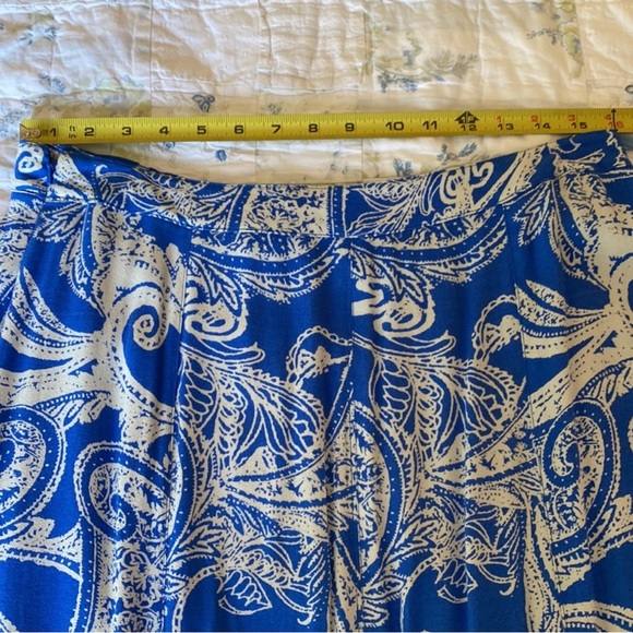 Free People Boho Blue and White Paisley Maxi Skirt Lined Button Front Side Zip - Picture 7 of 13